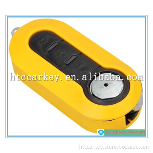Top quality for Fiat 3 Button Flip Remote Key Shell Yellow Color ( with logo) Silca: SIP22 car key shell